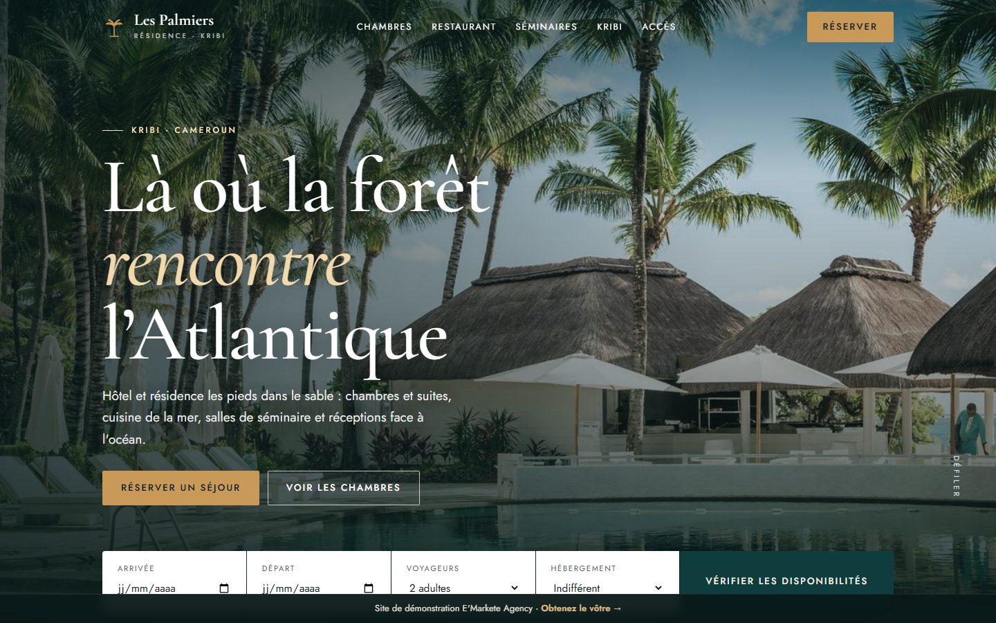 Aperçu du site de démonstration de la Résidence Les Palmiers